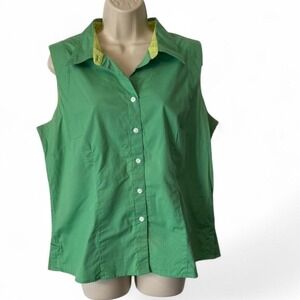 Vintage St John's Bay Green Sleeveless Button-Up Top